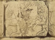 Athens - sculptural fragment, Parthenon frieze, 1865. Creator: Konstantinos Dimitriou