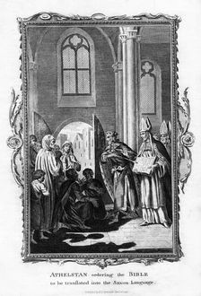 Athelstan ordering the Bible to be translated into the Saxon Language (1796)