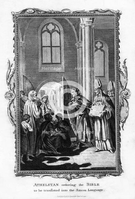 'Athelstan ordering the Bible to be translated into the Saxon Language', (1796). Artist: Unknown
