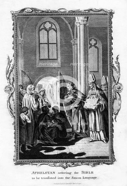 'Athelstan ordering the Bible to be translated into the Saxon Language', (1796). Artist: Unknown