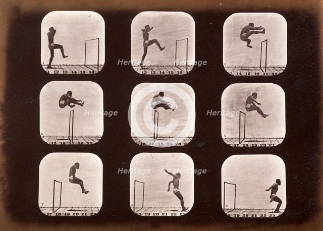 Athletes. Running high leap, 1881. Creator: Eadweard J Muybridge.