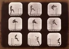 Athletes. Running high leap, 1881. Creator: Eadweard J Muybridge