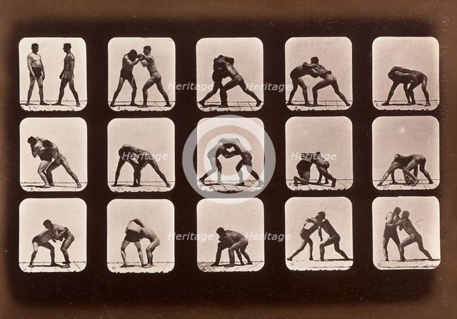 Athletes. Wrestling, 1881. Creator: Eadweard J Muybridge.