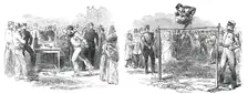 Athletic Games at the Royal Military Academy, Woolwich - Running High Jump, 1850. Creator: Unknown