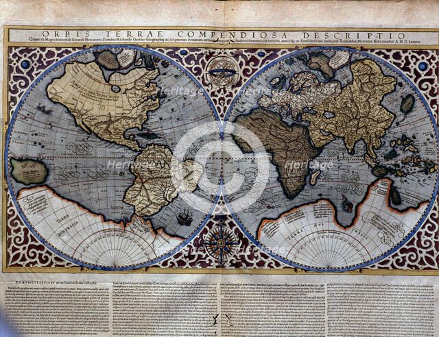 Atlas of Gerardus Mercator', 1595. World Map.