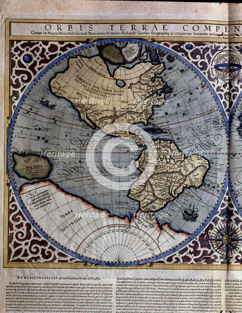 Atlas of Gerardus Mercator', 1595, map of the Americas and part of Antarctica.