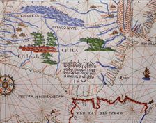 Atlas of Joan Martines 1587, representing the Strait of Magellan and the Southern Cone of the…
