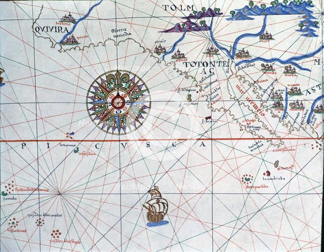 Atlas of Joan Martines, Messina, 1582. Portulan chart of Alta and Baja California and the Pacific…