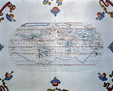 Atlas of Joan Martines, Messina, 1582. World map of the lands known in the 16th century