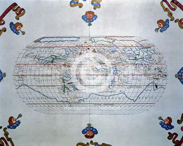 Atlas of Joan Martines, Messina, 1582. World map of the lands known in the 16th century.