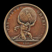 Atlas Supporting the Heavens [reverse], 1715. Creator: Jean Le Blanc