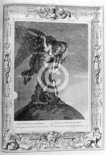 Atlas supports the heavens on his shoulders, 1733. Artist: Bernard Picart