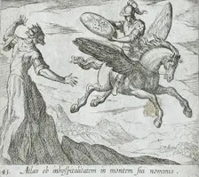 Atlas Turned into a Mountain, published 1606. Creators: Antonio Tempesta, Wilhelm Janson