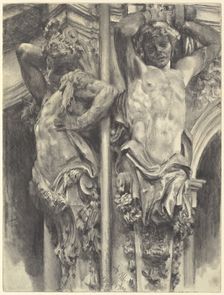 Atlases on the Wallpavillon of the Dresden Zwinger, 1880. Creator: Adolph Menzel
