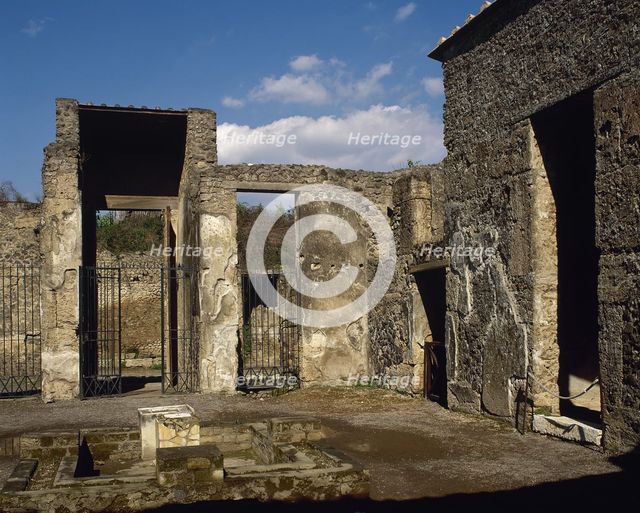Atrium with impluvium, House of Octavius Quartio or House of Loreius Tiburtinus, Pompeii, 1st cent. Creator: LTL.