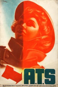 ATS (girl's helmeted head), between 1939 and 1946. Creators: Central Office of Information, Abram Games