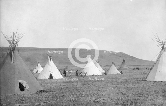 Atsina camp scene, c1908. Creator: Edward Sheriff Curtis.