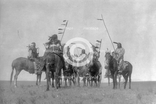 Atsina warriors, c1908. Creator: Edward Sheriff Curtis.