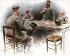 'Au Camp des Prisonniers Allemands de Dinant; A la cantine ballade sentimentale 1915. Creator: Maurice Orange