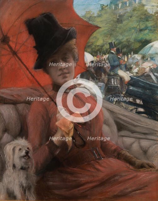 Au bois de Boulogne (Driving on Champs-Elysées). Creator: Edelfelt, Albert Gustaf Aristides (1854-1905).