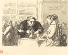 Au buffet de l'Exposition des Beaux-Arts, 1868. Creator: Etienne Carjat