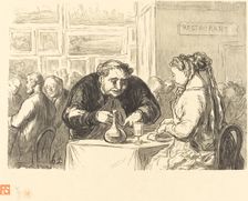 Au buffet de l'Exposition des Beaux-Arts, 1868. Creator: Etienne Carjat