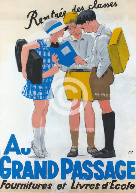 Au Grand Passage. Fournitures et Livres d'Ecole, . Creator: Cardinaux; Emil (1877-1936).
