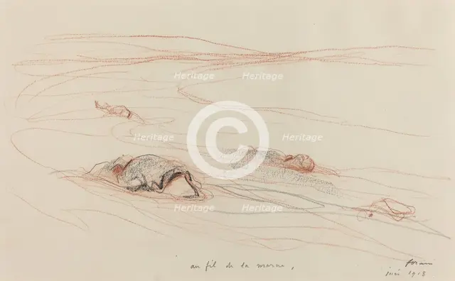 Au fil de la Marne, 1918. Creator: Jean Louis Forain.