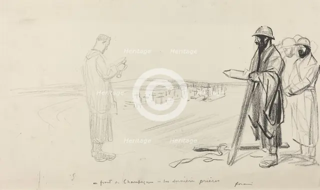 Au front de Champagne - Les dernieres prieres, c. 1914/1919. Creator: Jean Louis Forain.