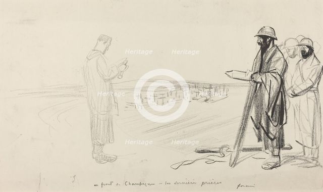 Au front de Champagne - Les dernieres prieres, c. 1914/1919. Creator: Jean Louis Forain.