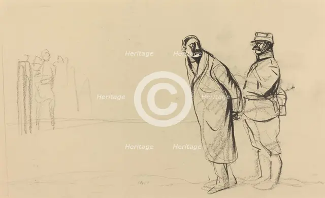 Au front de Vincennes. Bolo pacha, c. 1914/1919. Creator: Jean Louis Forain.