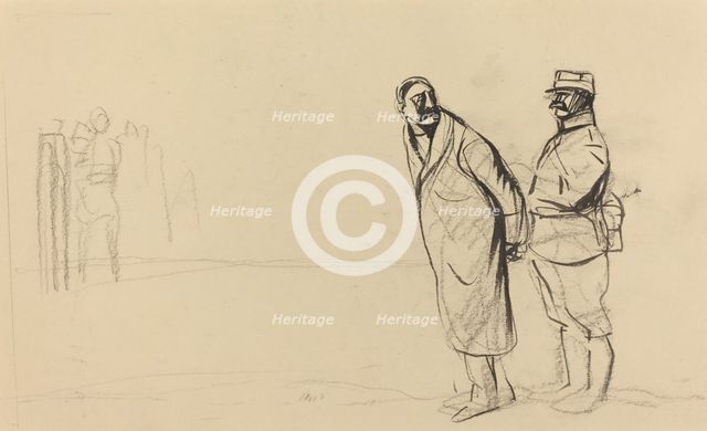 Au front de Vincennes. Bolo pacha, c. 1914/1919. Creator: Jean Louis Forain.