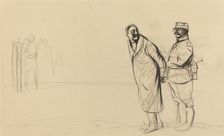 Au front de Vincennes. Bolo pacha, c. 1914/1919. Creator: Jean Louis Forain