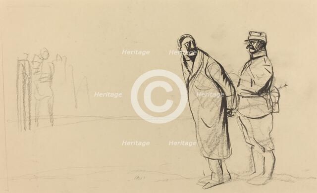 Au front de Vincennes. Bolo pacha, c. 1914/1919. Creator: Jean Louis Forain.