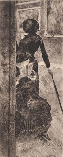 Au Louvre: La Peinture (Mary Cassatt), 1876. Creator: Edgar Degas