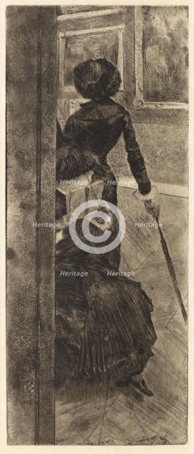 Au Louvre: la peinture (Mary Cassatt), ca 1879. Creator: Degas, Edgar (1834-1917).