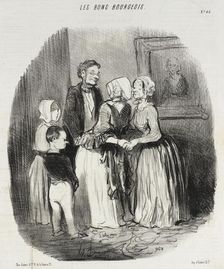 Au nouvel an, visite obligée à la tante Rabourdin, 1847. Creator: Honore Daumier