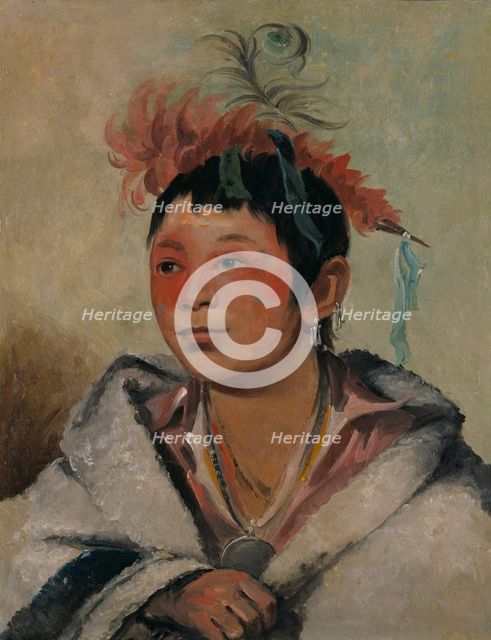 Aú-nah-kwet-to-hau-páy-o, One Sitting in the Clouds, a Boy, 1831. Creator: George Catlin.