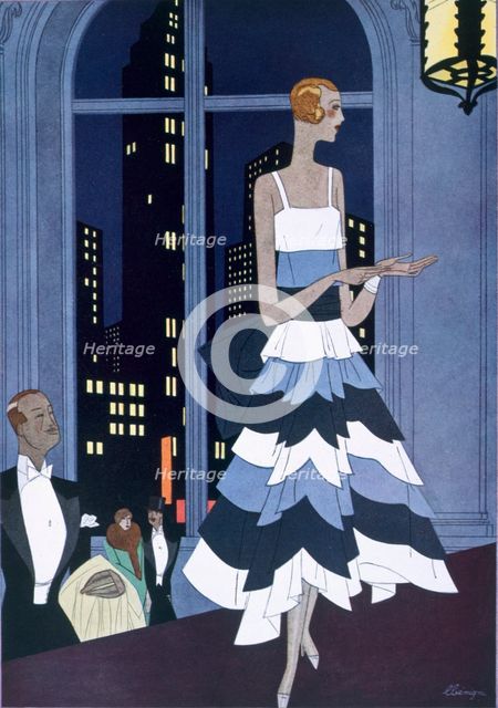 Au New York Sous Les Yeux Innombrables des Sky-scrapers, from Femina Magazine, pub. 1928 (colour lit