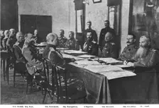 Au quartier general de lEmpereur Nicolas II. --Un grand conseil du haut commandement..., 1916. Creator: M. Charles Rivet