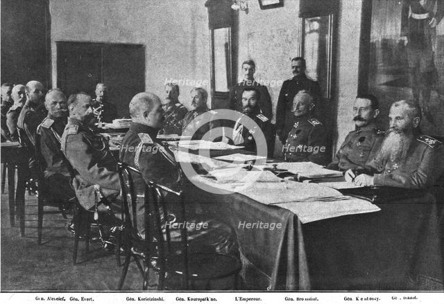 'Au quartier general de lEmpereur Nicolas II. --Un grand conseil du haut commandement..., 1916. Creator: M. Charles Rivet.
