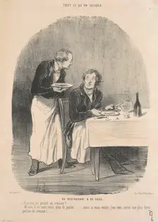 Au restaurant à 32 sous, 1849. Creator: Honore Daumier