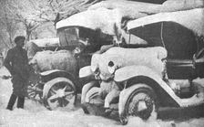 Au Volant; Camions sous la neige 1916. Creator: Unknown