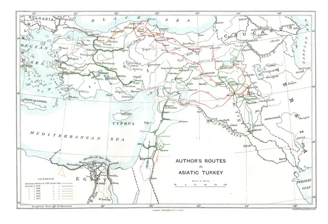 'Author's Routes in Asiatic Turkey', c1915.  Creator: Stanford's Geographical Establishment.