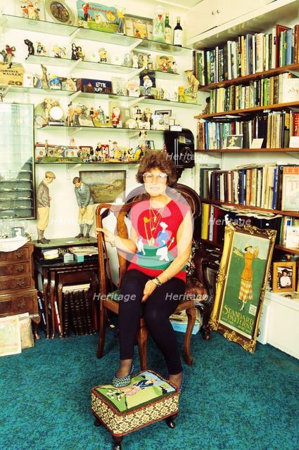 Author Sarah Fabian Baddiel at home with some of her collection of golf memorabilia Artist: Unknown
