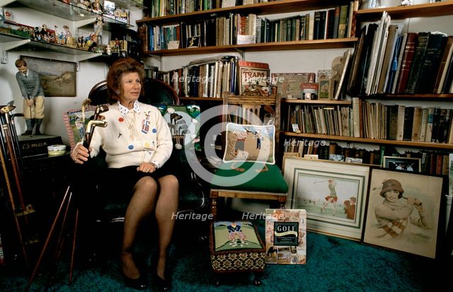Author Sarah Fabian Baddiel at home with some of her golfing collection. Artist: Unknown