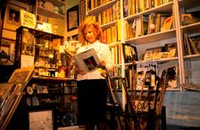 Author Sarah Fabian Baddiel with a selection of her golfiana collection, 2004