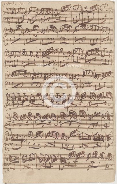 Autograph manuscript of the first page of the Allegro for harpsichord solo from the first version of