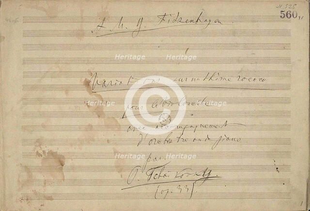 Autograph manuscript of the Variations on a Rococo Theme in A major, Opus 33, 1877. Creator: Tchaikovsky, Pyotr Ilyich (1840-1893).