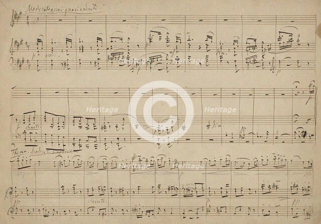 Autograph manuscript of the Variations on a Rococo Theme in A major, Opus 33, 1877. Creator: Tchaikovsky, Pyotr Ilyich (1840-1893).